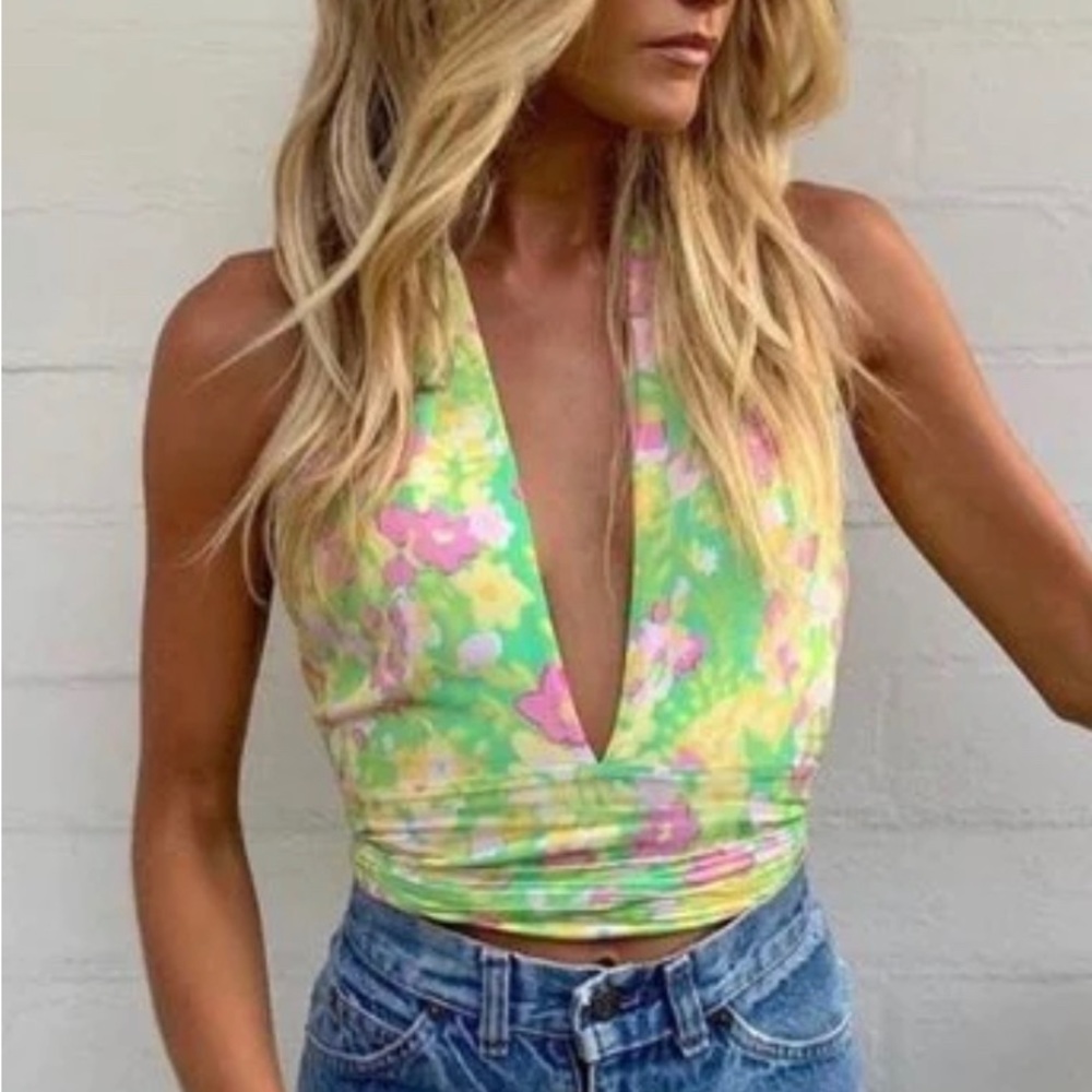 With Jean Floral Top